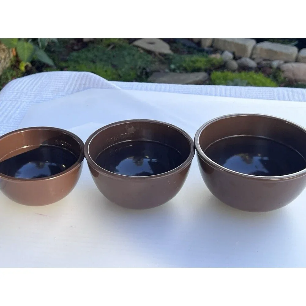 Melamine Nesting Measuring Prep Bowl Set 3 Brown Kitchen Mixing Bowls 2 Cup